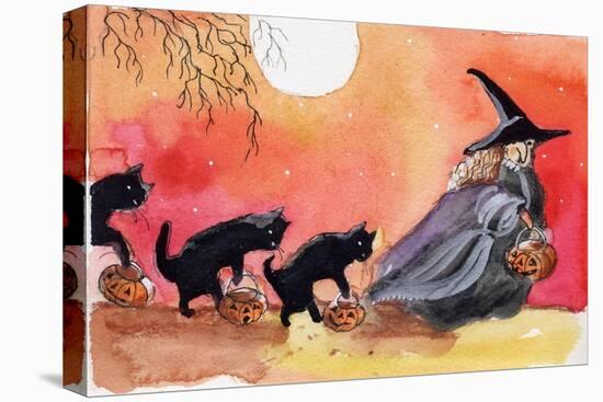 Witch and Black Cats Halloween-sylvia pimental-Stretched Canvas