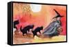 Witch and Black Cats Halloween-sylvia pimental-Framed Stretched Canvas