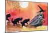 Witch and Black Cats Halloween-sylvia pimental-Mounted Art Print