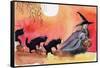 Witch and Black Cats Halloween-sylvia pimental-Framed Stretched Canvas