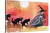 Witch and Black Cats Halloween-sylvia pimental-Stretched Canvas