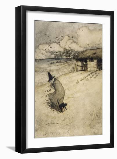 Witch and Cat-Arthur Rackham-Framed Photographic Print