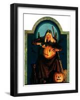 "Witch Carving Pumpkin,"October 27, 1928-Frederic Stanley-Framed Giclee Print