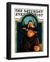 "Witch Carving Pumpkin," Saturday Evening Post Cover, October 27, 1928-Frederic Stanley-Framed Premium Giclee Print
