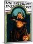 "Witch Carving Pumpkin," Saturday Evening Post Cover, October 27, 1928-Frederic Stanley-Mounted Premium Giclee Print