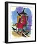 Witch feeding Crows Halloween-sylvia pimental-Framed Art Print