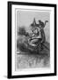 Witch Flies to the Sabbat with Her Cat on Her Broomstick-F. Armytage-Framed Art Print