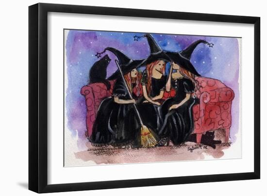 Witch Friends Halloween-sylvia pimental-Framed Art Print