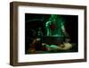 Witch in Scary Halloween Laboratory on Dark Color Background-Yastremska-Framed Photographic Print