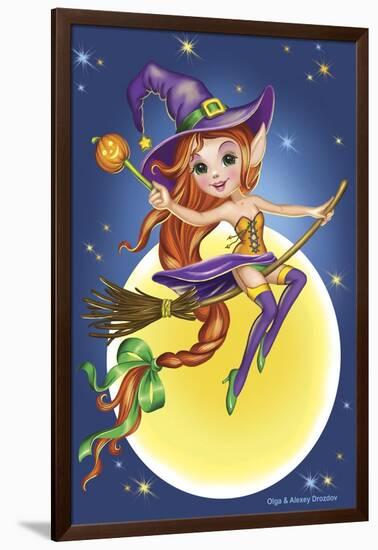 Witch on a Broom-Olga And Alexey Drozdov-Framed Giclee Print