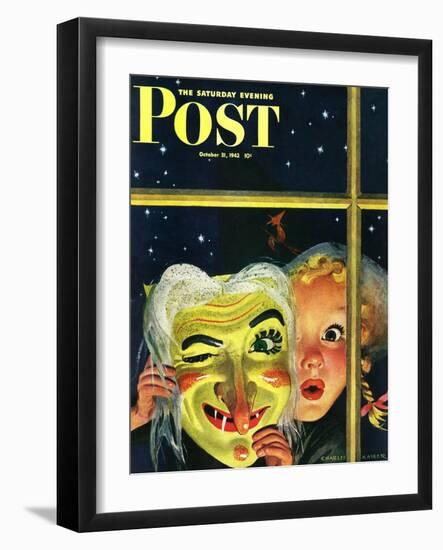 "Witch's Mask," Saturday Evening Post Cover, October 31, 1942-Charles Kaiser-Framed Giclee Print