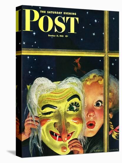 "Witch's Mask," Saturday Evening Post Cover, October 31, 1942-Charles Kaiser-Stretched Canvas