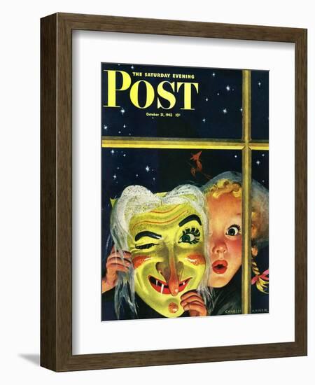 "Witch's Mask," Saturday Evening Post Cover, October 31, 1942-Charles Kaiser-Framed Giclee Print