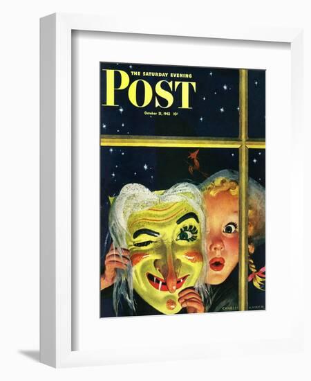 "Witch's Mask," Saturday Evening Post Cover, October 31, 1942-Charles Kaiser-Framed Giclee Print