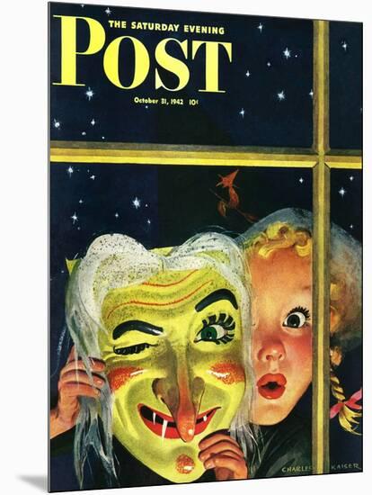 "Witch's Mask," Saturday Evening Post Cover, October 31, 1942-Charles Kaiser-Mounted Giclee Print