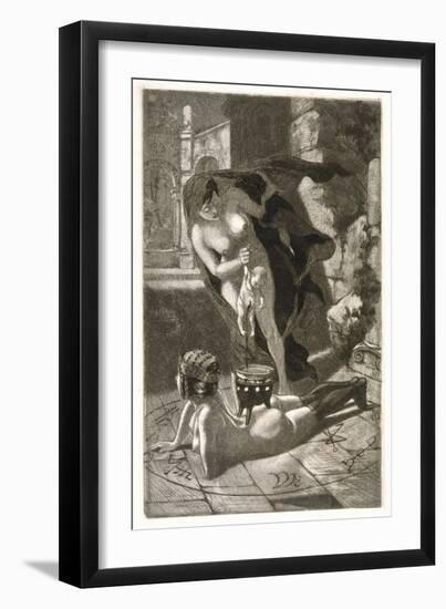 Witch Sacrifices a Child over Her Client-Martin Van Maele-Framed Photographic Print