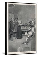 Witch Trial in Massachusetts, The Accusing Girls Point at the Victim-Howard Pyle-Framed Stretched Canvas