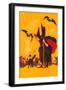 Witch with Goblin Emerging from Pumpkin-null-Framed Art Print