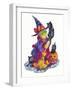 Witchcat with Broom-Bill Bell-Framed Giclee Print