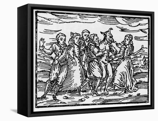 Witches dancing with the Devil-Italian School-Framed Stretched Canvas