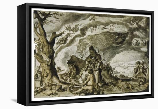 Witches Enjoy a Mountain-Top Orgy on Walpurgisnacht-Jakob De Gheyn-Framed Stretched Canvas