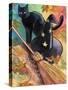 Witches Hat and Black Cat Halloween-sylvia pimental-Stretched Canvas