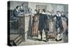 Witches of Salem - a Girl Bewitched at a Trial in 1692 (Colour Litho)-American-Stretched Canvas