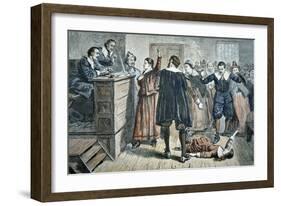 Witches of Salem - a Girl Bewitched at a Trial in 1692 (Colour Litho)-American-Framed Giclee Print