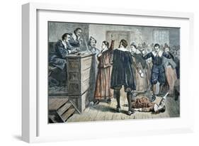 Witches of Salem - a Girl Bewitched at a Trial in 1692 (Colour Litho)-American-Framed Giclee Print