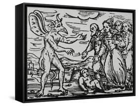 Witches Presenting Baby to Satan-null-Framed Stretched Canvas