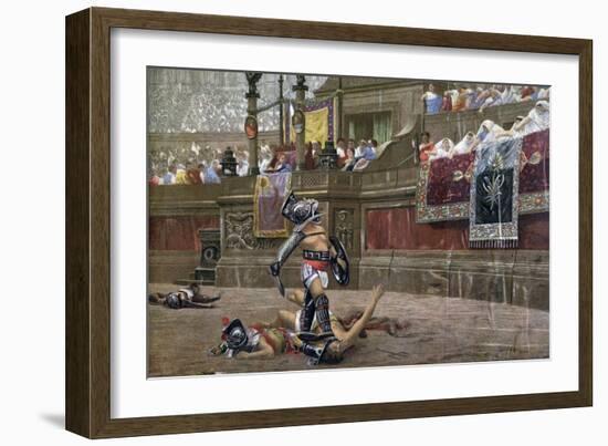 With a Turned Thumb, (Pollice Vers), 1872-Jean-Leon Gerome-Framed Giclee Print