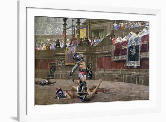 With a Turned Thumb, (Pollice Vers), 1872-Jean-Leon Gerome-Framed Giclee Print