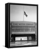 With Flag at Half Staff, the Ford Plant Is Deserted for Henry Ford's Funeral-Ralph Morse-Framed Stretched Canvas