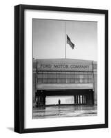 With Flag at Half Staff, the Ford Plant Is Deserted for Henry Ford's Funeral-Ralph Morse-Framed Photographic Print