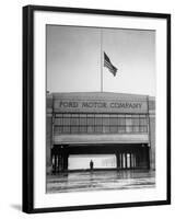 With Flag at Half Staff, the Ford Plant Is Deserted for Henry Ford's Funeral-Ralph Morse-Framed Photographic Print