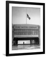 With Flag at Half Staff, the Ford Plant Is Deserted for Henry Ford's Funeral-Ralph Morse-Framed Photographic Print