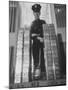 With Gold Bars in Federal Reserve Bank, Guard Wearing Protective Aluminum Overshoes-Walter Sanders-Mounted Photographic Print