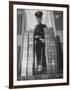 With Gold Bars in Federal Reserve Bank, Guard Wearing Protective Aluminum Overshoes-Walter Sanders-Framed Photographic Print