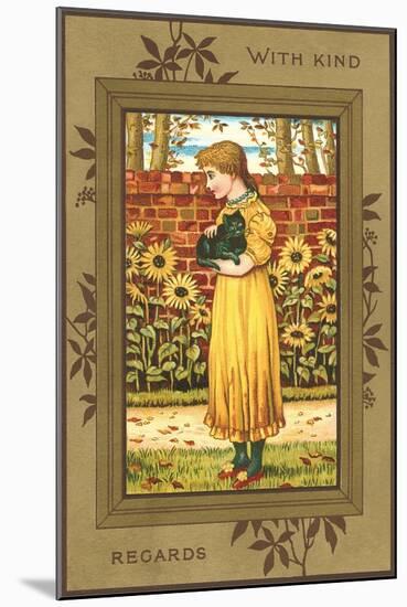 With Kind Regards, Girl with Black Cat-null-Mounted Art Print