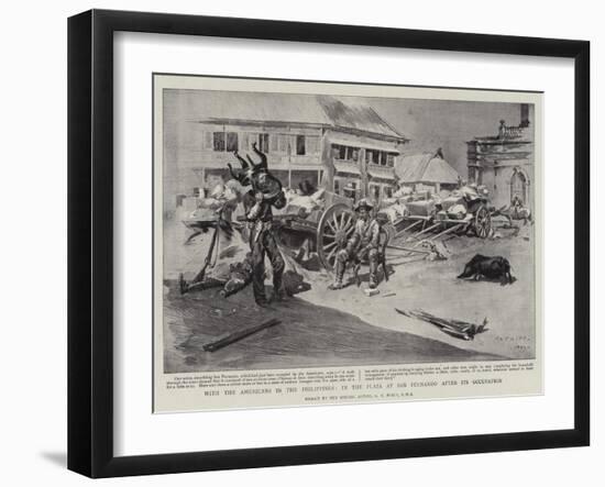 With the Americans in the Philippines, in the Plaza at San Fernando after its Occupation-Charles Edwin Fripp-Framed Giclee Print