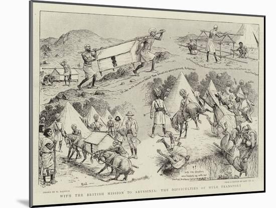 With the British Mission to Abyssinia, the Difficulties of Mule Transport-William Ralston-Mounted Giclee Print