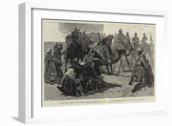 With the Camel Corps from Sarass to Dongola, a Halt of the Mounted Infantry in the Nubian Desert-Frederic Villiers-Framed Giclee Print