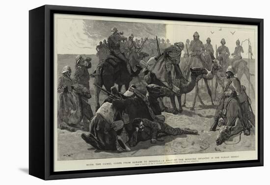 With the Camel Corps from Sarass to Dongola, a Halt of the Mounted Infantry in the Nubian Desert-Frederic Villiers-Framed Stretched Canvas