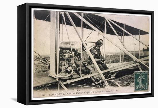 With the Comte de Lambert at the Controls of One of His Biplanes at a French Aviation Meeting-null-Framed Stretched Canvas