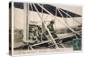 With the Comte de Lambert at the Controls of One of His Biplanes at a French Aviation Meeting-null-Stretched Canvas