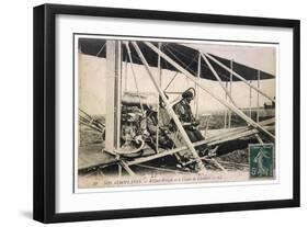 With the Comte de Lambert at the Controls of One of His Biplanes at a French Aviation Meeting-null-Framed Art Print