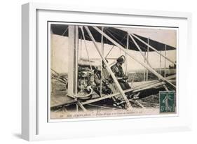 With the Comte de Lambert at the Controls of One of His Biplanes at a French Aviation Meeting-null-Framed Art Print