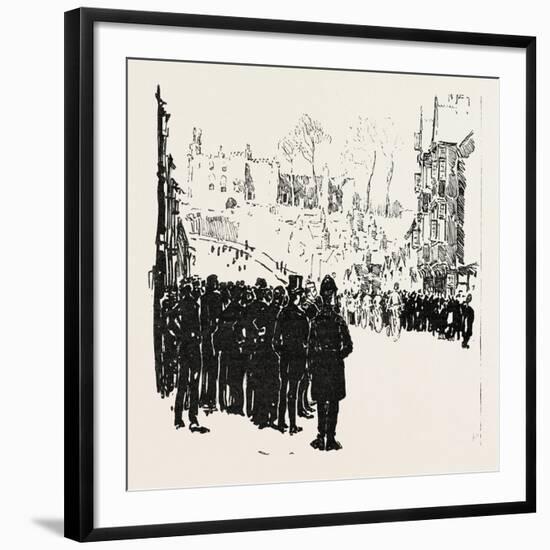 With the Cyclist Corps at the Easter Volunteer Manoeuvres, 1888-null-Framed Giclee Print