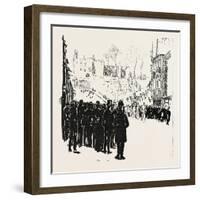 With the Cyclist Corps at the Easter Volunteer Manoeuvres, 1888-null-Framed Giclee Print