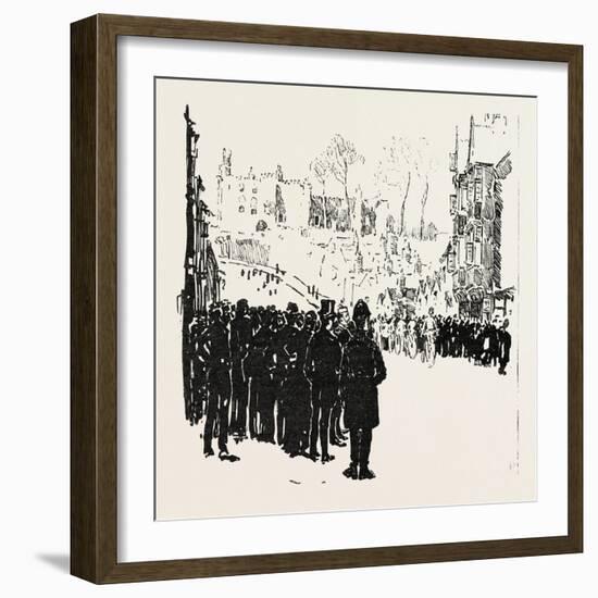 With the Cyclist Corps at the Easter Volunteer Manoeuvres, 1888-null-Framed Giclee Print